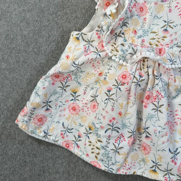 Tommy Bahama Floral Dress Girl 12 Months White Pink Tassel Trim Cottagecore - Picture 3 of 8
